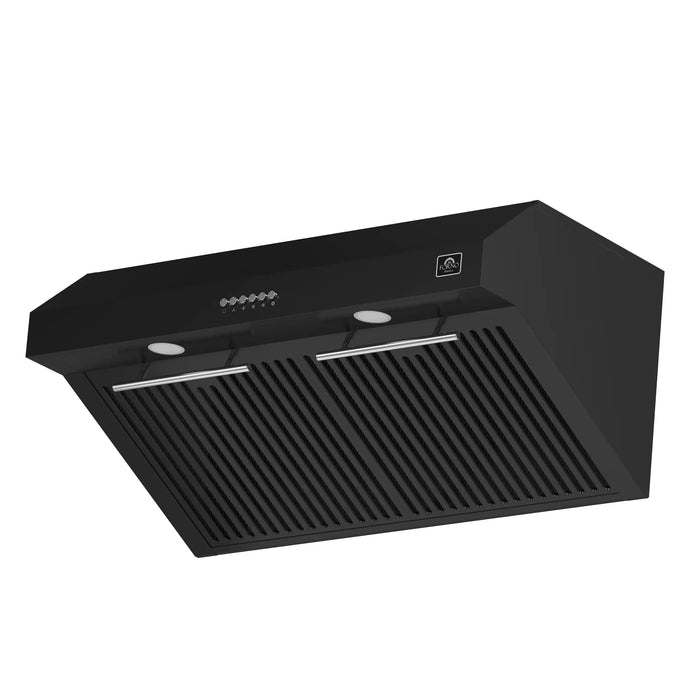 Forno Espresso Package - 30" Electric Range, Range Hood, Black with Silver Handles FBDL-002-02US