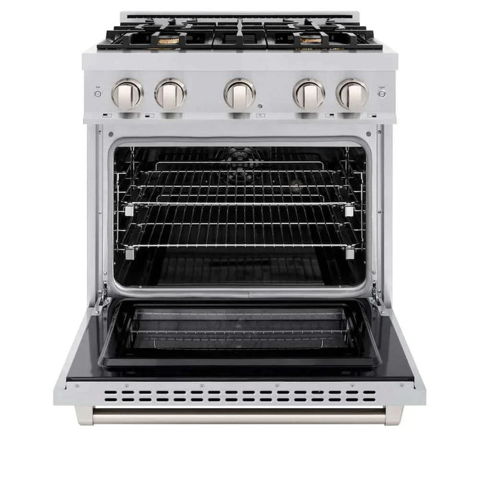 ZLINE 30" Select Dual Fuel Range Gas Cooktop Electric Convection Oven Stainless Steel Brass Burners HDR-BR-3009K