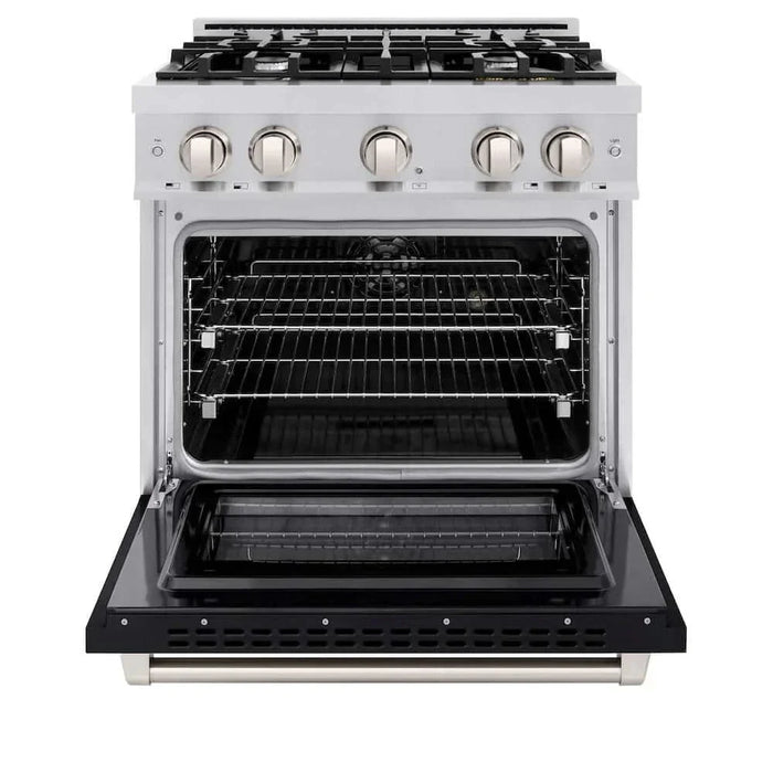 ZLINE 30" Select Dual Fuel Range Gas Cooktop Electric Convection Oven Stainless Steel Black Matte Door HDR-BLM-3009K