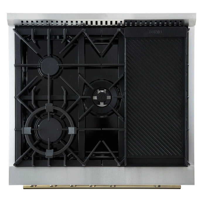 FORNO Giovanni 30" Gas on Gas Range FFSGS6274-30BLK