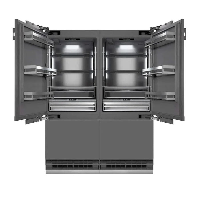 ZLINE 60" Panel Ready Built-In Bottom Freezer Refrigerator,Water Dispenser, Ice Maker,Graphite Gray, Matte Black GRBIVZ-60-MB09K