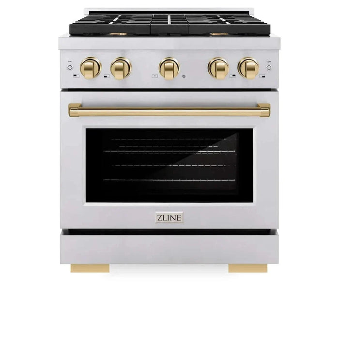 ZLINE 30 " Gas Range, Convection Oven Stainless Steel, Gold , SGRZ-30-G