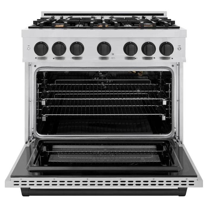 ZLINE 36" Select Gas Range Convection Gas Oven Stainless Steel Matte Black HGRZ-36-MB09K