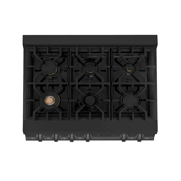ZLINE Kitchen Package Refrigerator, Rangetop, Rangehood, Wall Oven, 4KPR-RTBRH36-AWS09K