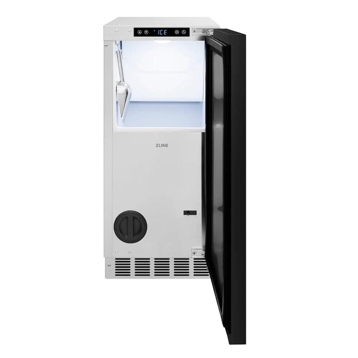 ZLINE 15" Touchstone Clear Cube Ice Maker Drain Pump Panel Ready Door Polished Gold Door ICCDPZ-15-G