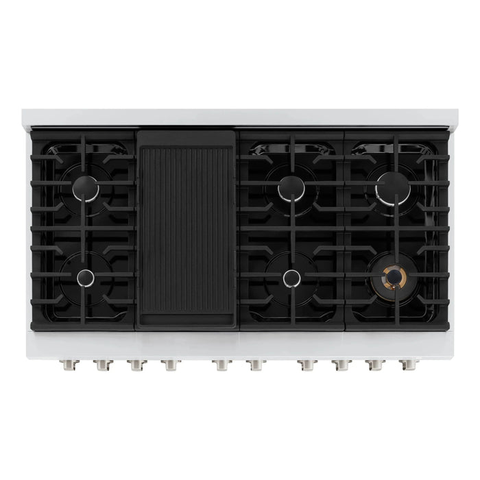 ZLINE 48"Paramount Dual Fuel Range Stainless Steel, White Matte, SDR-WM-4809K