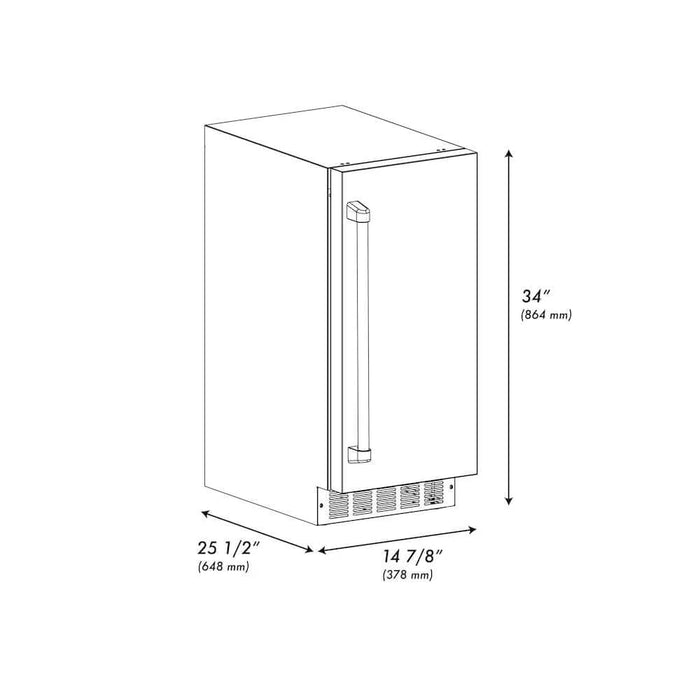 ZLINE Autograph Edition 15 " Touchstone Clear Cube Ice Maker, Drain Pump, Black Matte Door, Accents  ICCDZ-BLM-15-CB