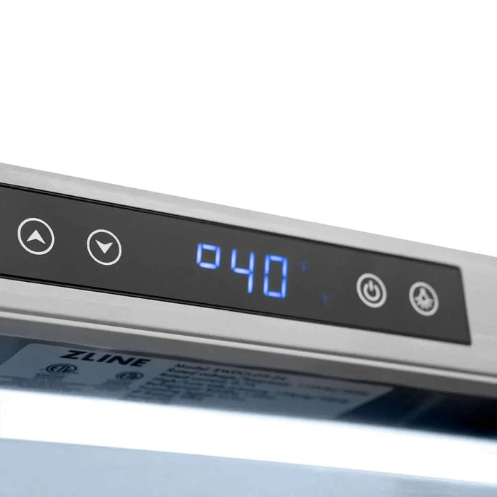 ZLINE 24" Touchstone Dual Zone 44 Bottle Wine Cooler DuraSnow® Stainless Steel Glass Door Matte Black Handle RWDOZ-SN-24-MB