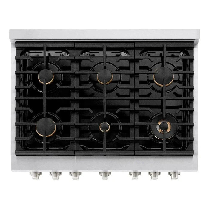 ZLINE 36"Paramount Dual Fuel Range Stainless Steel, Brass Burner, SDR-BR-3609K