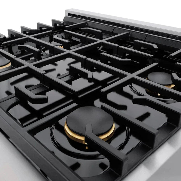 ZLINE 30"Paramount Dual Fuel Range Stainless Steel, Brass Burner, SDR-BR-3009K