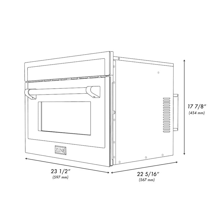 ZLINE Autograph Edition 24" Built-in Convection Microwave Oven, Stainless Steel, Helix Handle MWOZ-24-KCB