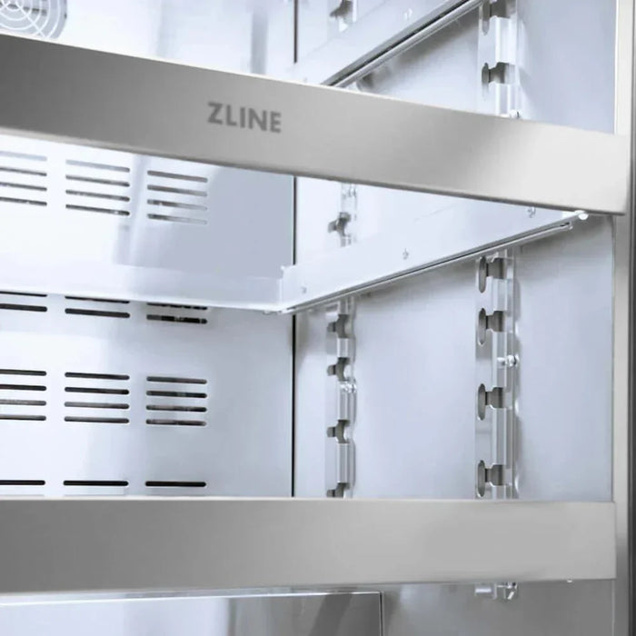 ZLINE 24" Touchstone 151 Can Beverage Fridge DuraSnow® Stainless Steel Glass Door Matte Black Handle RBSOZ-SN-24-MB09K
