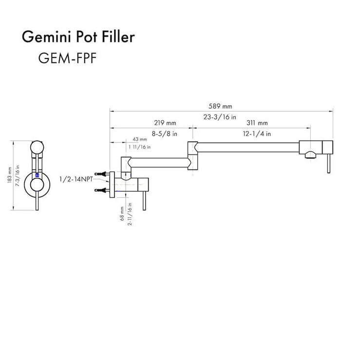 ZLINE Gemini Pot Filler GEM-FPF-Z09K