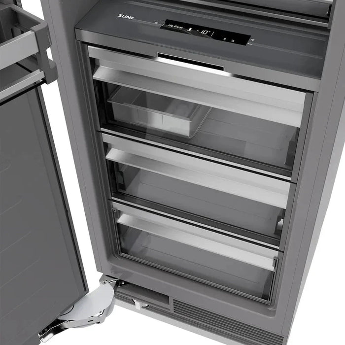 ZLINE 24" Column Freezer Black Stainless Steel, Graphite Gray Interior RCFV-BS-2409K