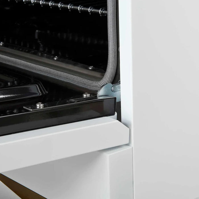 Forno Antico 36" Dual Fuel Range White and Antique Brass Design 6 Sealed Gas Burners Electric Convection Oven , FFSGS6113-36WHT