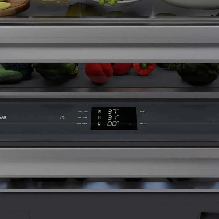 ZLINE 72" Built-In Bottom Freezer Refrigerator,Water Dispenser, Ice Maker,Graphite Gray Champagne Bronze GRBITZ-304-72CB