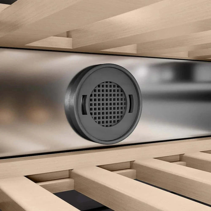 ZLINE 18"Triple Zone 68 Bottle Right Hinge Column Wine Cooler, Black Stainless Steel Polished Gold RCWVRZ-BS-18-G