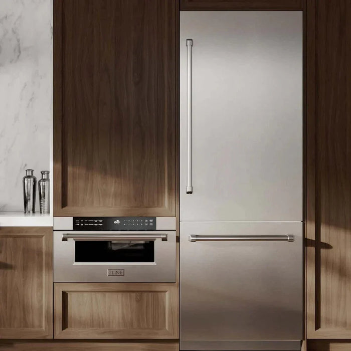 ZLINE 30" Panel Ready Built-In Bottom Freezer Refrigerator,Water Dispenser, Ice Maker, DuraSnow® Stainless Steel,Graphite Gray, GRBIV-SN-3009K