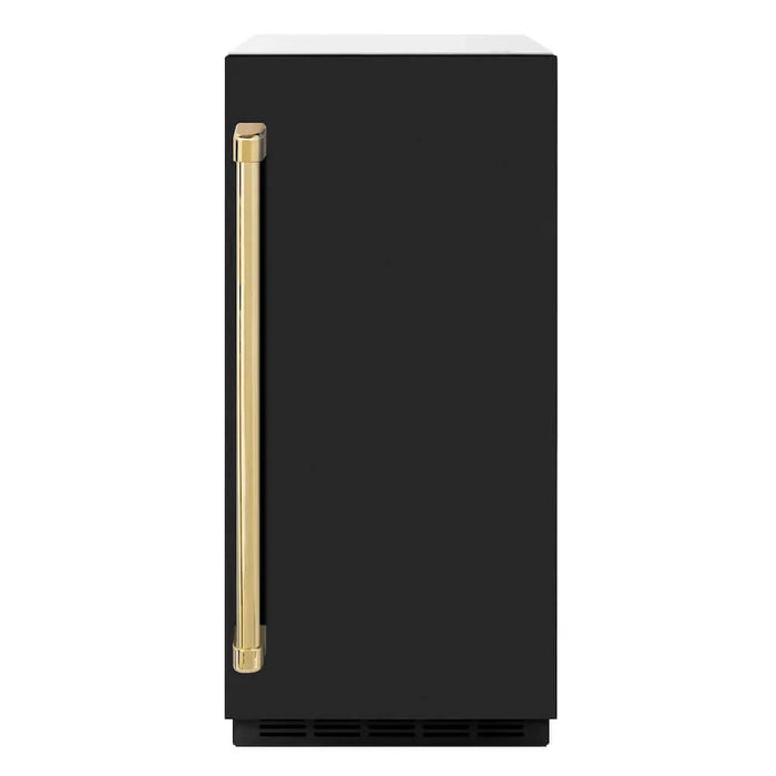 ZLINE Autograph Edition 15" Touchstone Gourmet Ice Maker, Drain Pump, Black Matte Door, Accents  IGMDZ-BLM-15-CB09K