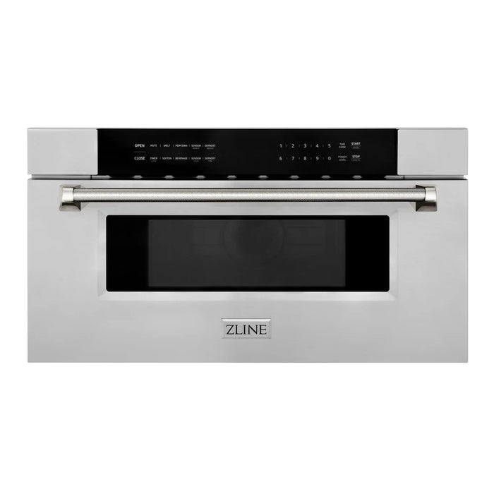 ZLINE Autograph Edition 30" Built-in Microwave Drawer, Stainless Steel, Helix Handle MWDZ-30-KCB