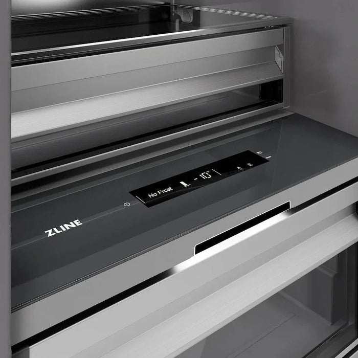 ZLINE 24" Column Freezer Black Stainless Steel, Graphite Gray Interior RCFV-BS-2409K