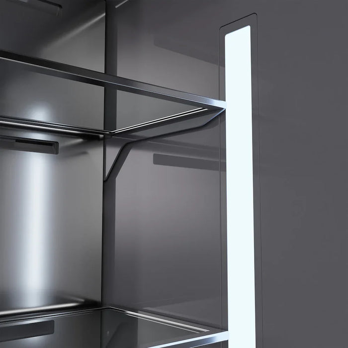 ZLINE Autograph Edition 72" French Door Built-In Bottom Freezer Refrigerator, Water Dispensers, Ice Makers, Stainless Steel, Graphite Gray Interior, Helix Handles GRBITZ-30472KCB