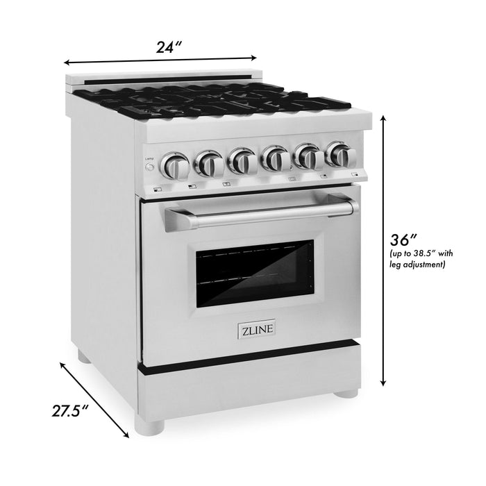 DISCONTINUED-ZLINE 24" Professional Dual Fuel Range, Black Matte door, RA-BLM-24 - Farmhouse Kitchen and Bath