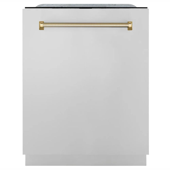 ZLINE Autograph Edition 24" Monument Series Dishwasher, Stainless Steel, Helix Handle DWMTZ-30424-KCB