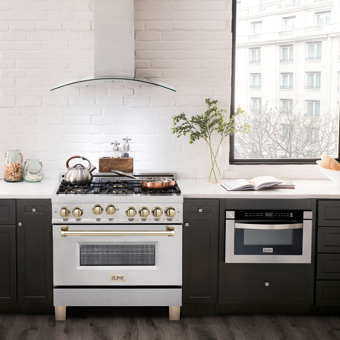 ZLINE 36" Autograph Edition Gas Range, Gold Accents, RGZ-36-G - Farmhouse Kitchen and Bath