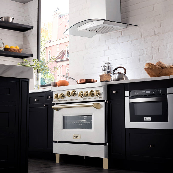 ZLINE 36" Autograph Edition Gas Range, Gold Accents, RGZ-36-G - Farmhouse Kitchen and Bath