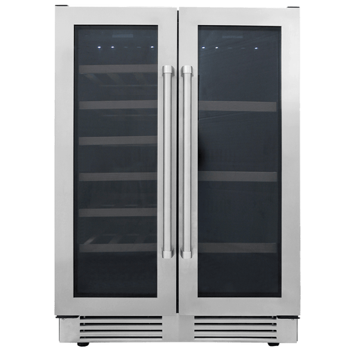 THOR 24 Inch French Door Wine and Beverage Center, 21 Wine Bottle Capacity and 95 Can Capacity  TBC2401DI - Farmhouse Kitchen and Bath