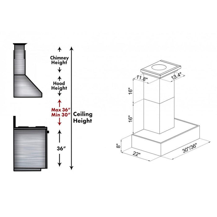 ZLINE 36" Remote Blower Wooden Wall Range Hood, 681M-RD-36 - Farmhouse Kitchen and Bath
