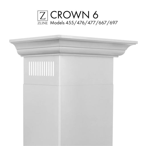 Crown Molding 6 Wall Range Hood Stainless, CM6 - 455/476/477/667/697 - Farmhouse Kitchen and Bath
