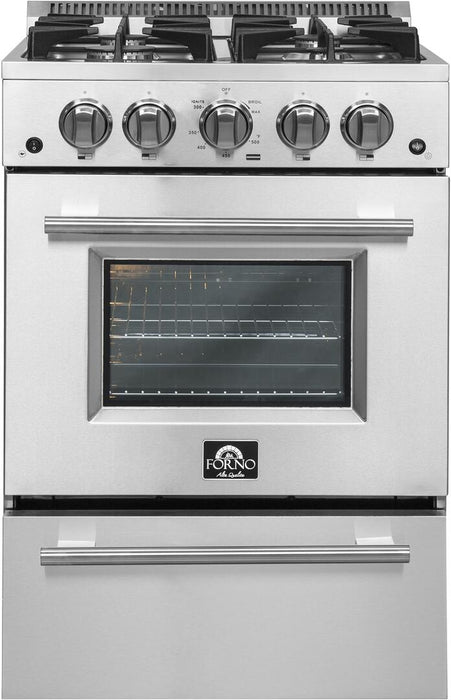 Forno 24" Gas Range, Stainless Steel, FFSGS6272 - 24 - Farmhouse Kitchen and Bath