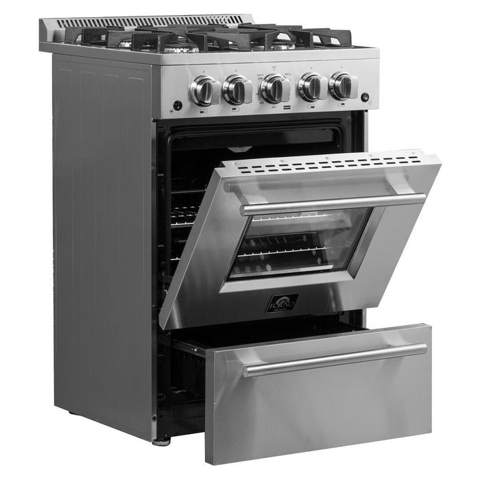 Forno 24" Gas Range, Stainless Steel, FFSGS6272 - 24 - Farmhouse Kitchen and Bath