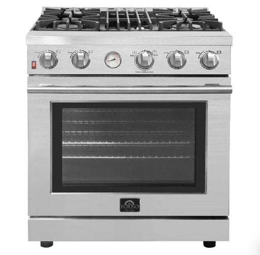 Forno Alta Qualita - 30 in. ft. Pro - Style Range, Gas Stove, and Gas Oven, Stainless Steel, FFSGS6228 - 30S - Farmhouse Kitchen and Bath