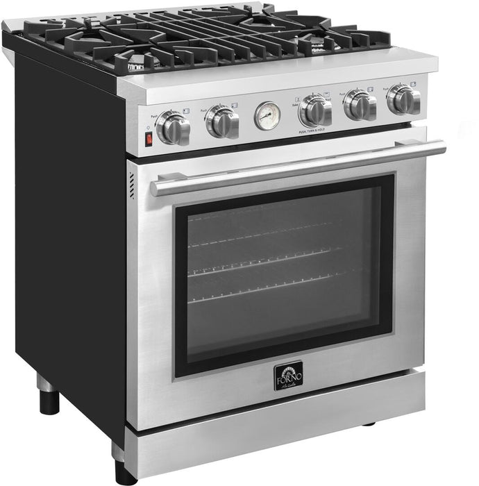 Forno Alta Qualita - 30 in. ft. Pro - Style Range, Gas Stove, and Gas Oven, Stainless Steel, FFSGS6228 - 30S - Farmhouse Kitchen and Bath