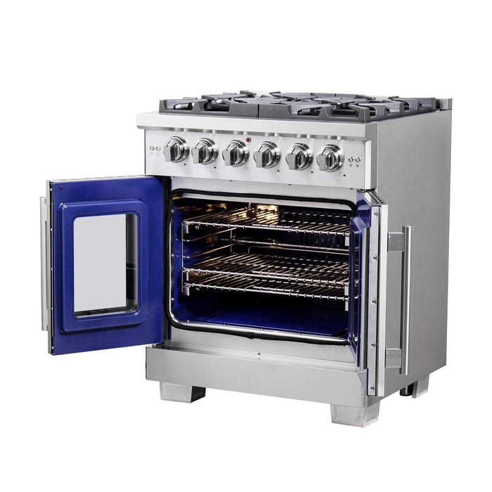 Forno Capriasca 30 in. French Door Freestanding All Gas Range, Stainless Steel, FFSGS6460 - 30 - Farmhouse Kitchen and Bath