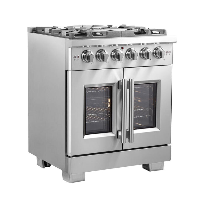 Forno Capriasca 30 in. French Door Freestanding All Gas Range, Stainless Steel, FFSGS6460 - 30 - Farmhouse Kitchen and Bath