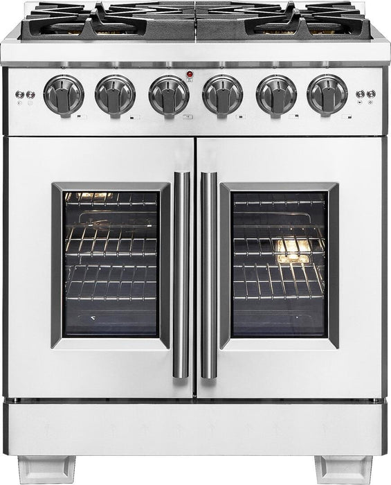 Forno Capriasca 30 in. French Door Freestanding All Gas Range, Stainless Steel, FFSGS6460 - 30 - Farmhouse Kitchen and Bath