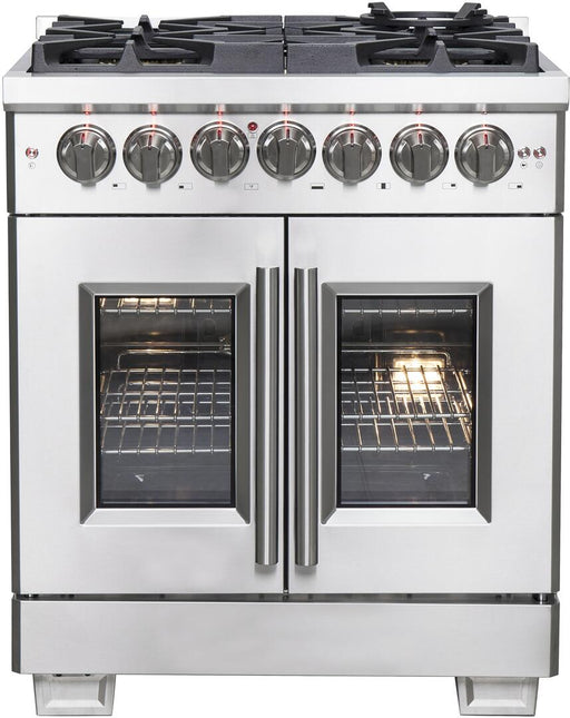 Forno Capriasca 30 in. French Door Freestanding Dual Fuel Range Gas Stove, Electric Oven, Stainless Steel, FFSGS6387 - 30 - Farmhouse Kitchen and Bath