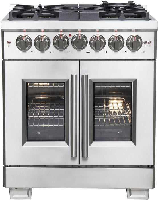 Forno Capriasca 30 in. French Door Freestanding Dual Fuel Range Gas Stove, Electric Oven, Stainless Steel, FFSGS6387 - 30 - Farmhouse Kitchen and Bath