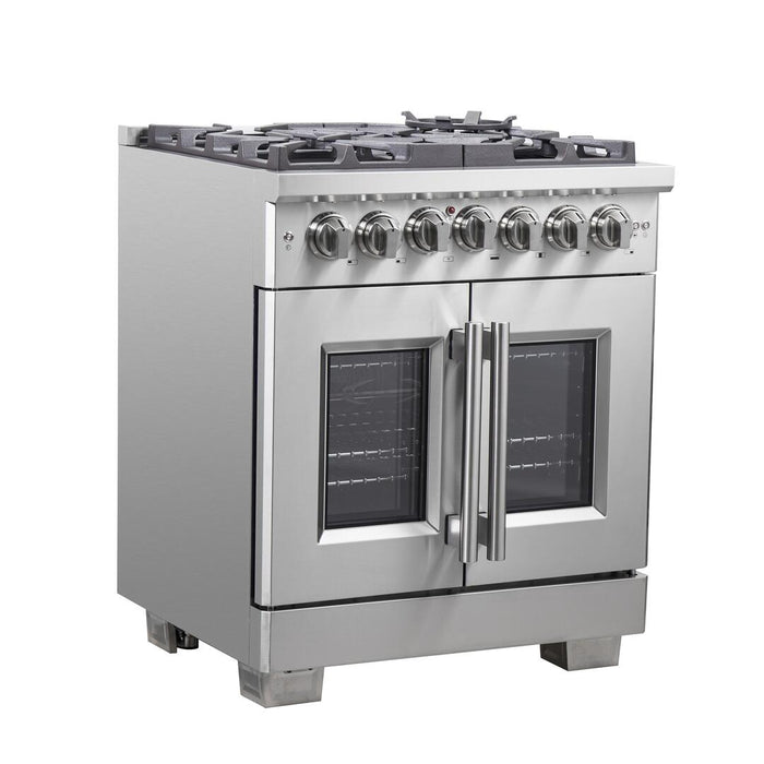 Forno Capriasca 30 in. French Door Freestanding Dual Fuel Range Gas Stove, Electric Oven, Stainless Steel, FFSGS6387 - 30 - Farmhouse Kitchen and Bath