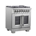 Forno Capriasca 30 in. French Door Freestanding Dual Fuel Range Gas Stove, Electric Oven, Stainless Steel, FFSGS6387 - 30 - Farmhouse Kitchen and Bath