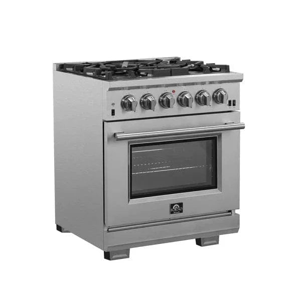 Forno Capriasca - 30 in. Professional Range with Gas Stove and Gas Oven, Stainless Steel FFSGS6260 - 30 - Farmhouse Kitchen and Bath