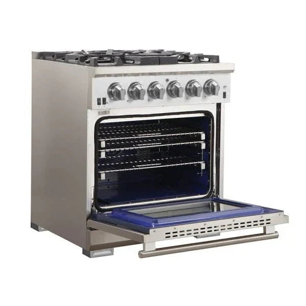 Forno Capriasca - 30 in. Professional Range with Gas Stove and Gas Oven, Stainless Steel FFSGS6260 - 30 - Farmhouse Kitchen and Bath