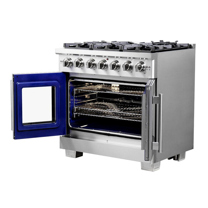 Forno Capriasca 36 in. French Door Freestanding All Gas Range, Stainless Steel, FFSGS6460 - 36 - Farmhouse Kitchen and Bath
