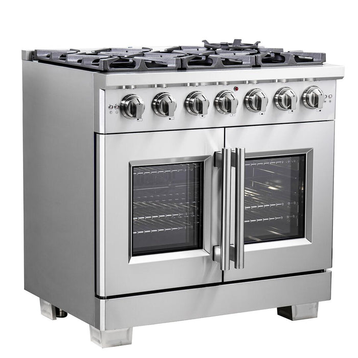 Forno Capriasca 36 in. French Door Freestanding All Gas Range, Stainless Steel, FFSGS6460 - 36 - Farmhouse Kitchen and Bath
