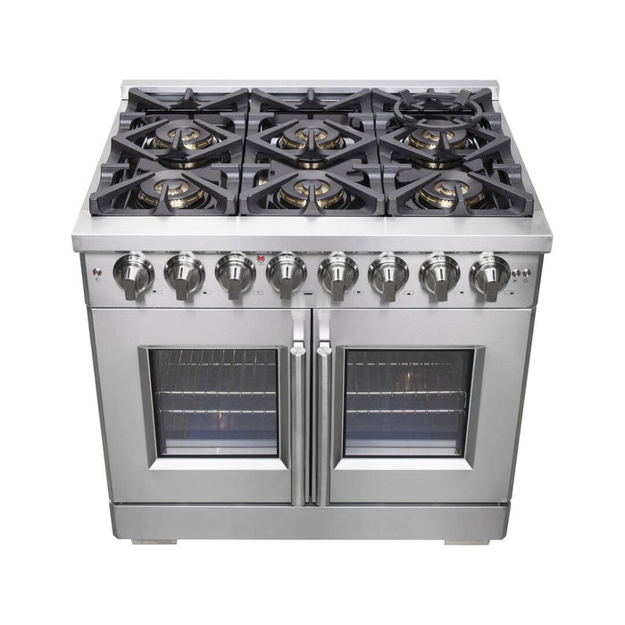 Forno Capriasca 36 in. French Door Freestanding Dual Fuel Range , Gas Stove, Electric Oven, Stainless Steel, FFSGS6387 - 36 - Farmhouse Kitchen and Bath