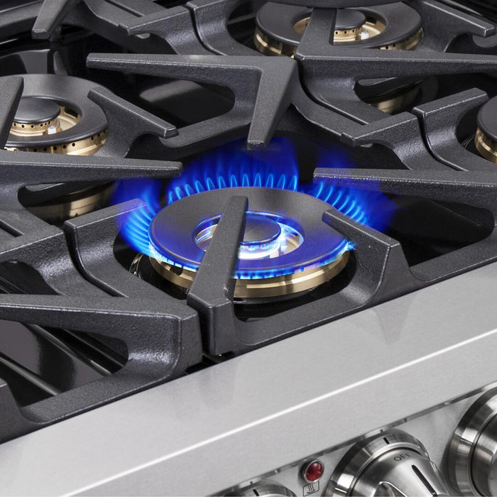 Forno Capriasca 36 in. French Door Freestanding Dual Fuel Range , Gas Stove, Electric Oven, Stainless Steel, FFSGS6387 - 36 - Farmhouse Kitchen and Bath